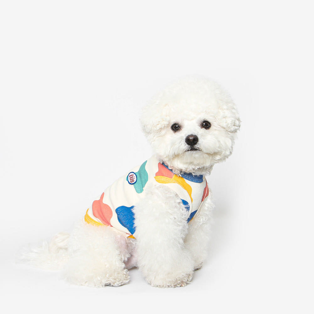 Colorful Camo Puppy Sleeveless T-Shirt (B)