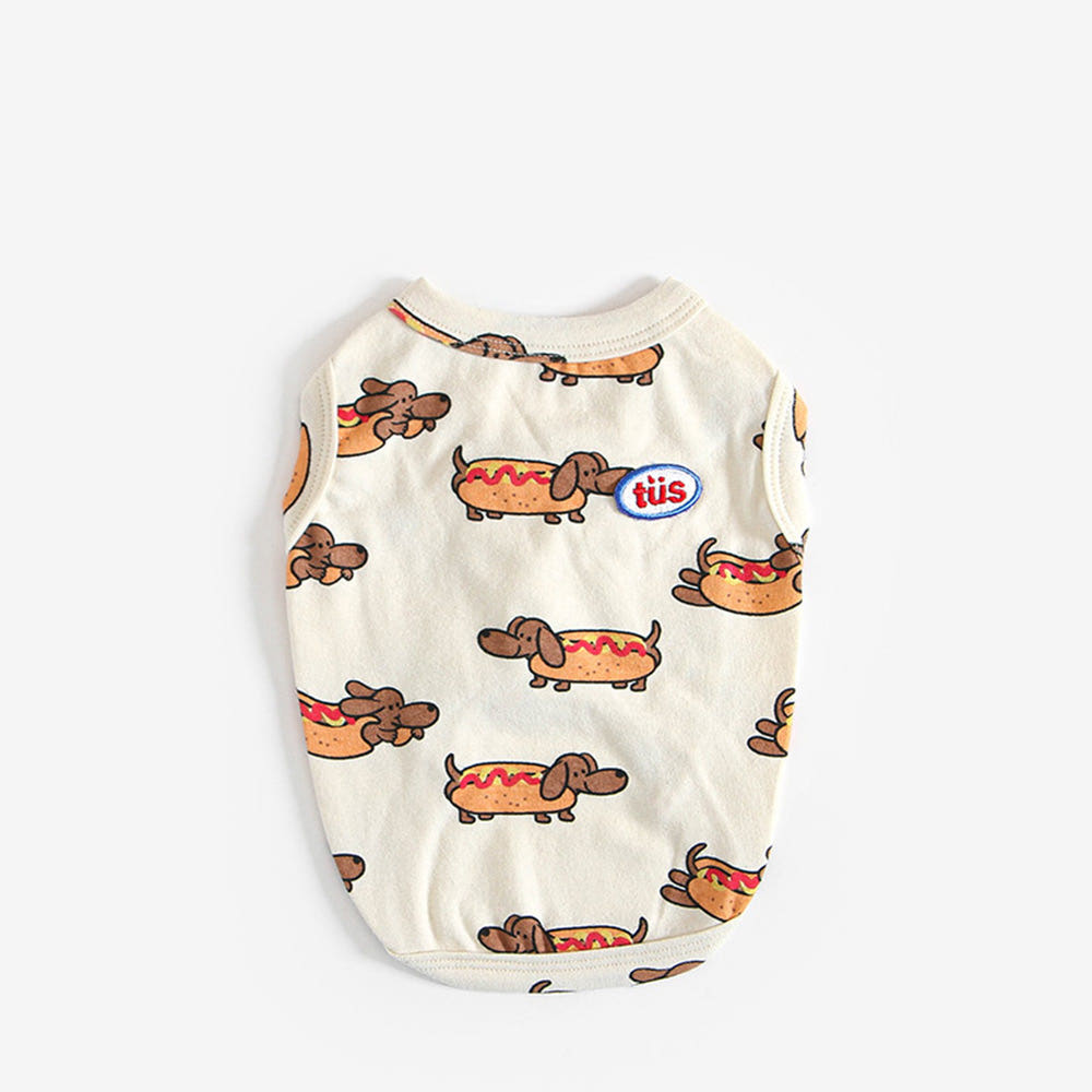 Hot Dog Puppy Sleeveless T-Shirt (B)