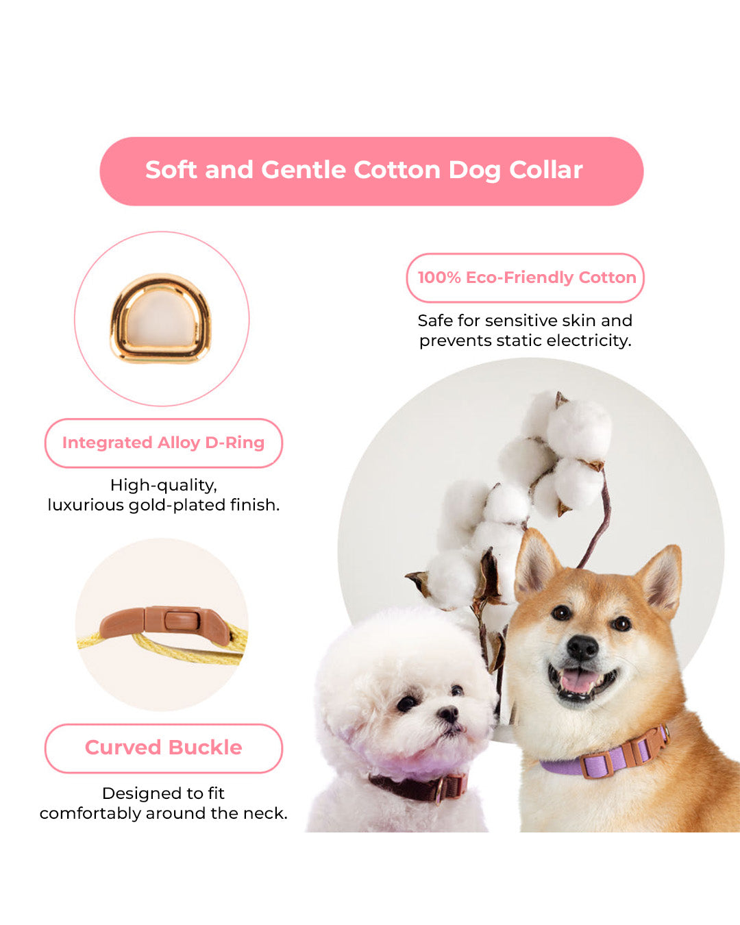 Ultra Lightweight Pure Cotton Puppy Collar (B)