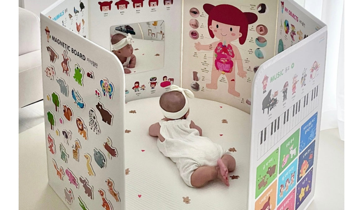(Preorder) Baby/Toddler Folding Screen with Magnetic Board/Mirror/ Nursery Rhyme/ Pictures