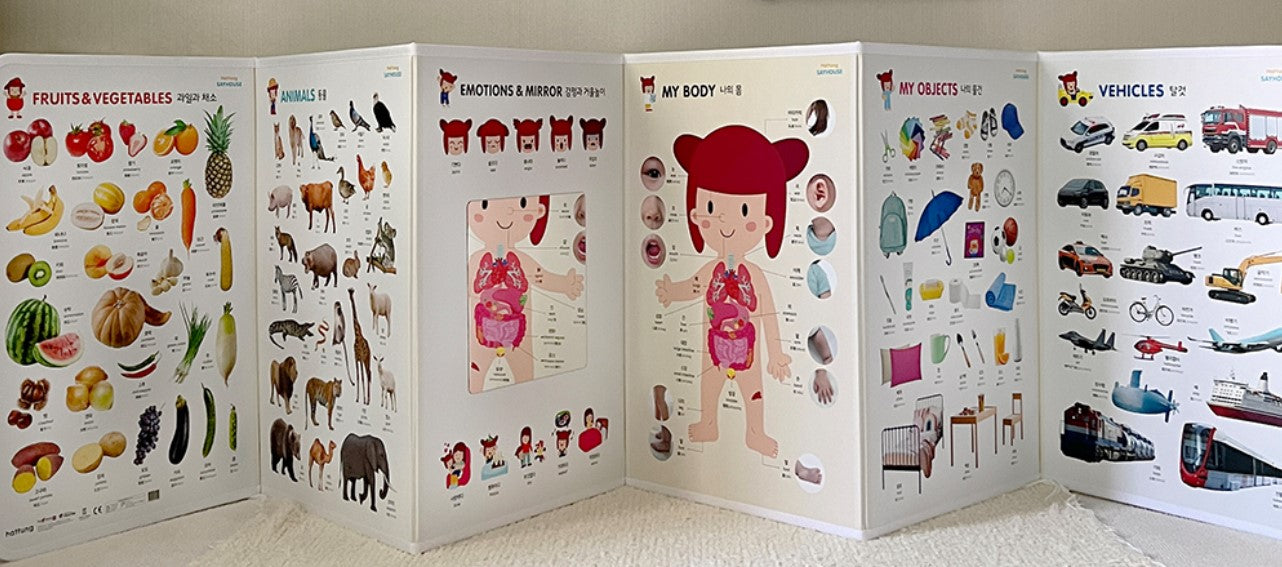 (Preorder) Baby/Toddler Folding Screen with Magnetic Board/Mirror/ Nursery Rhyme/ Pictures