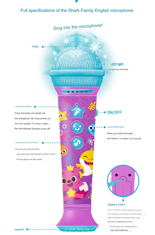 (Preorder) Pinkfong Shark Family English Nursery Rhyme Microphone