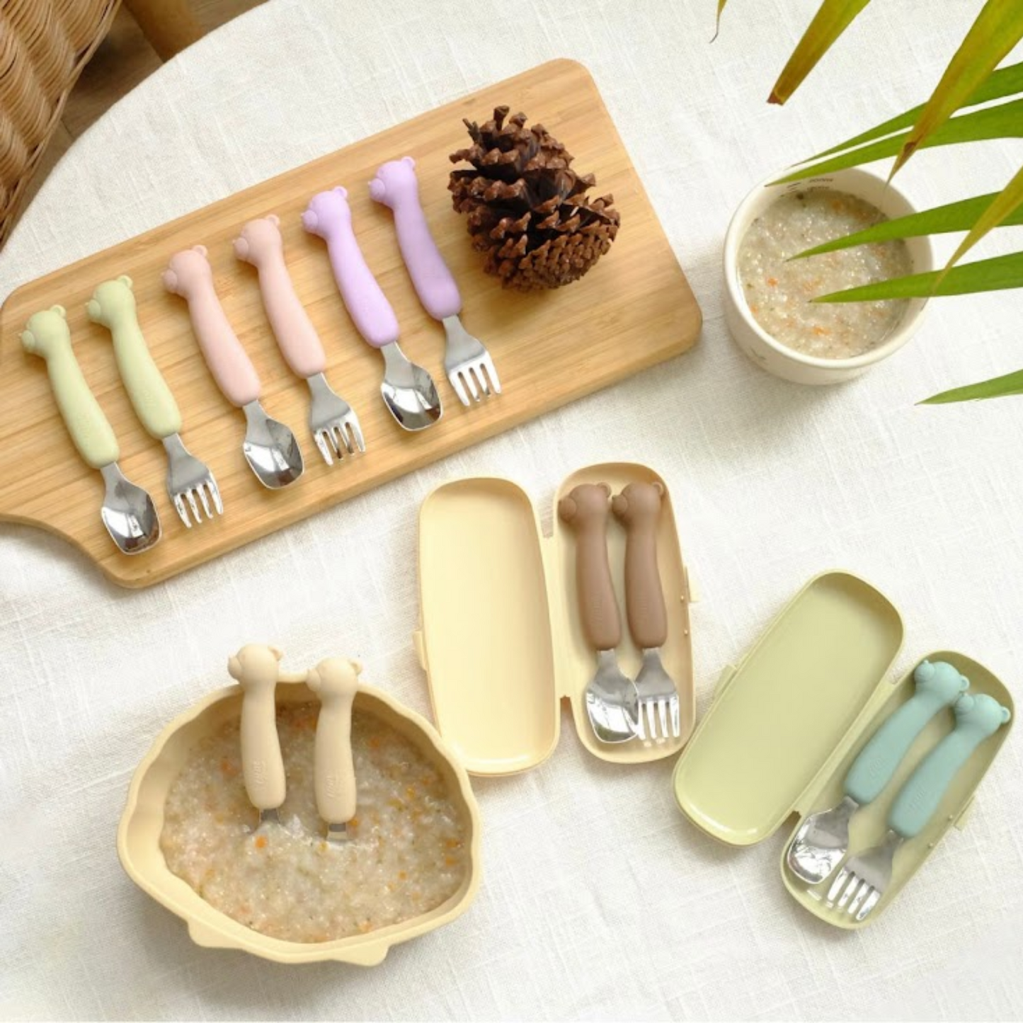 (Preorder) TGM - Teddy Silicone Stainless Spoon & Fork