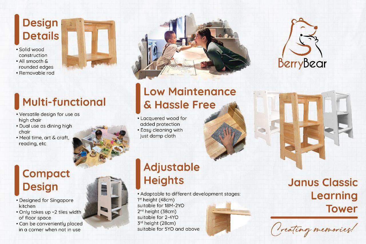 Berry Bear Janus Learning Tower ( Non- Foldable) + Free Truffle Rolling Pin (IG event)